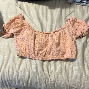 XL Pink Off-The-Shoulder Crop Top